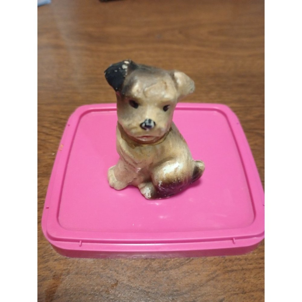 Vintage cute chalkware ceramic dog